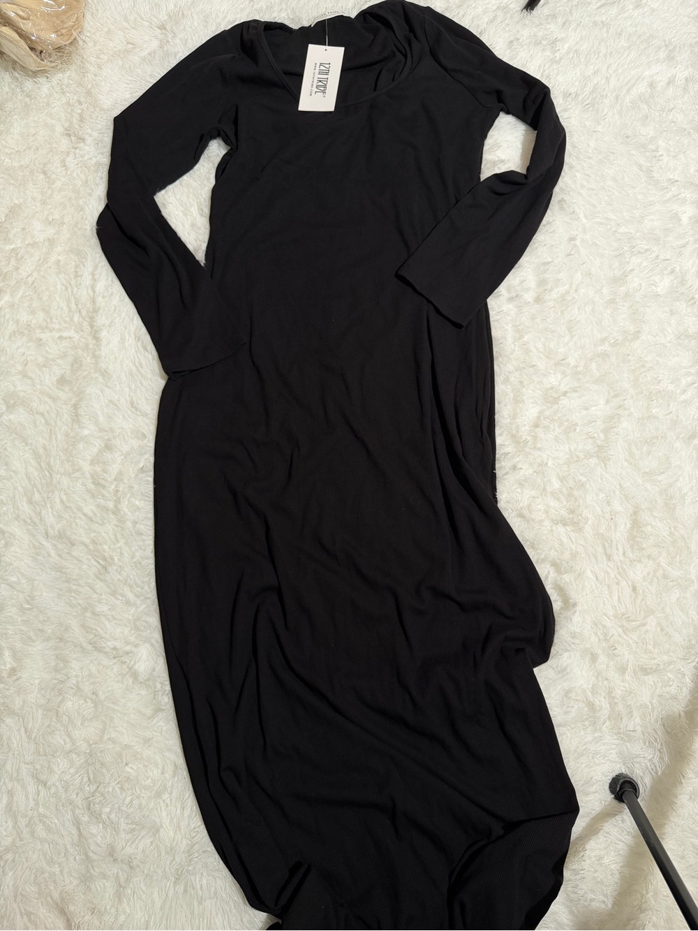 NWT 12th Tribe XXL Gemma Black Long Sleeve Ribbed Maxi Dress Bodycon sweater dre - Picture 3 of 7